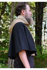 Cloakmakers.com 5849-Washable Black & Tan Wool Cloak w/ Green Ivy Embroidery & Black Hood Lining