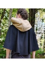 Cloakmakers.com 5849-Washable Black & Tan Wool Cloak w/ Green Ivy Embroidery & Black Hood Lining