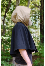 Cloakmakers.com 5849-Washable Black & Tan Wool Cloak w/ Green Ivy Embroidery & Black Hood Lining