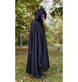 Cloakmakers.com 5852-Shimmering Black Cloak w/ Silver Toned Clasp