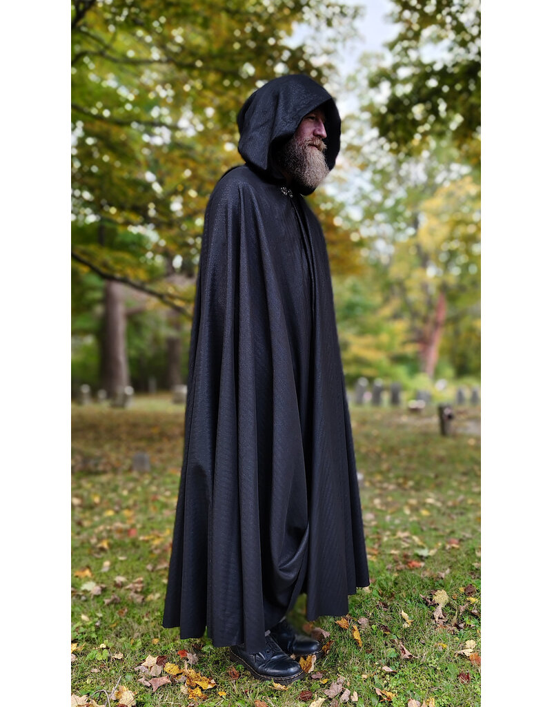 Cloakmakers.com 5852-Shimmering Black Cloak w/ Silver Toned Clasp
