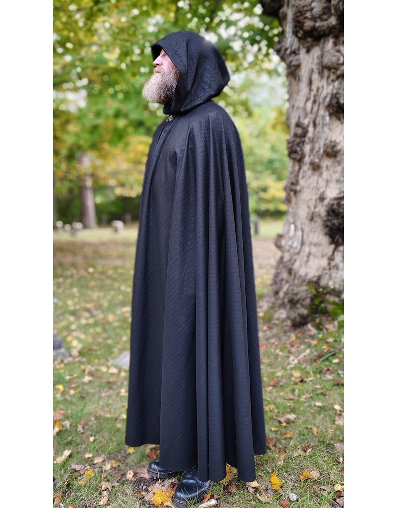 Cloakmakers.com 5852-Shimmering Black Cloak w/ Silver Toned Clasp