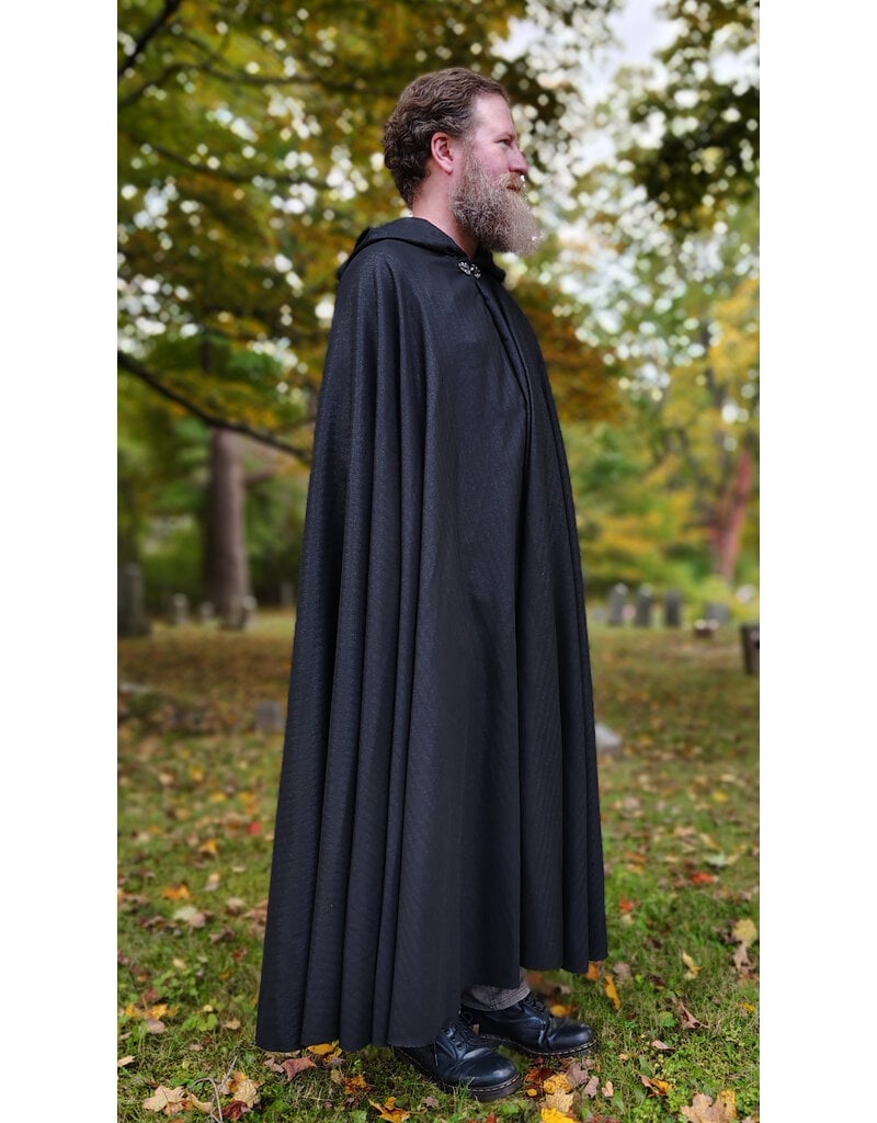 Cloakmakers.com 5852-Shimmering Black Cloak w/ Silver Toned Clasp
