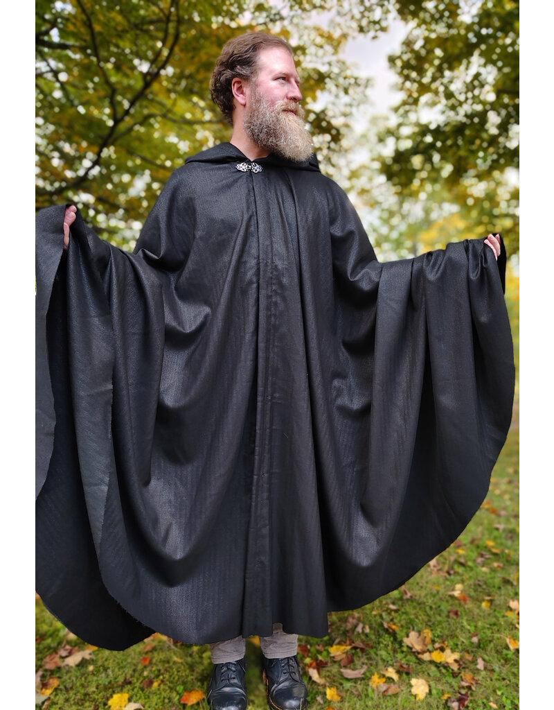 Cloakmakers.com 5852-Shimmering Black Cloak w/ Silver Toned Clasp