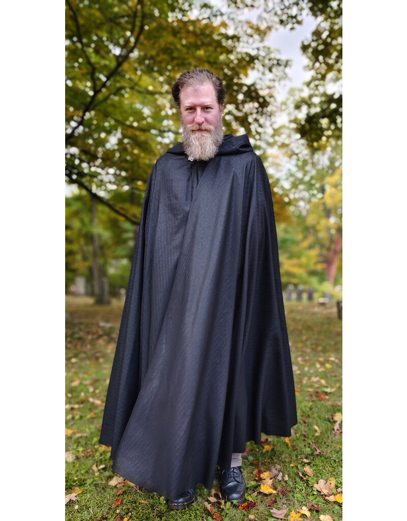 Cloakmakers.com 5852-Shimmering Black Cloak w/ Silver Toned Clasp