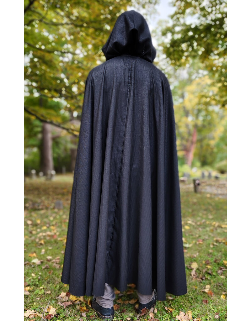 Cloakmakers.com 5852-Shimmering Black Cloak w/ Silver Toned Clasp