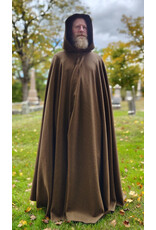 Cloakmakers.com 5853-Long Brown Ranger Cloak w/ Black Velvet Hood Lining & Bronze Toned Clasp