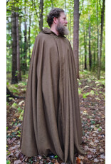 Cloakmakers.com 5853-Long Brown Ranger Cloak w/ Black Velvet Hood Lining & Bronze Toned Clasp