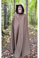 Cloakmakers.com 5853-Long Brown Ranger Cloak w/ Black Velvet Hood Lining & Bronze Toned Clasp