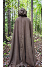 Cloakmakers.com 5853-Long Brown Ranger Cloak w/ Black Velvet Hood Lining & Bronze Toned Clasp