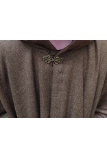 Cloakmakers.com 5853-Long Brown Ranger Cloak w/ Black Velvet Hood Lining & Bronze Toned Clasp