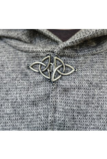 Cloakmakers.com 5854-Grey Ruana Style Cloak w/ Black Velvet Hood Lining & Grey Faux Suede Pockets