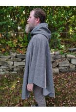 Cloakmakers.com 5854-Grey Ruana Style Cloak w/ Black Velvet Hood Lining & Grey Faux Suede Pockets