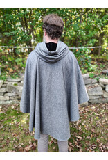 Cloakmakers.com 5854-Grey Ruana Style Cloak w/ Black Velvet Hood Lining & Grey Faux Suede Pockets