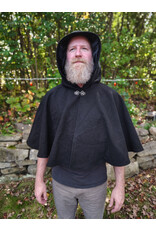 Cloakmakers.com 5855-Washable Black Wool Cloak w/ Black Velvet Hood Lining & Black Pockets