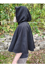 Cloakmakers.com 5855-Washable Black Wool Cloak w/ Black Velvet Hood Lining & Black Pockets