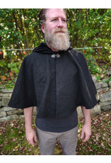 Cloakmakers.com 5855-Washable Black Wool Cloak w/ Black Velvet Hood Lining & Black Pockets