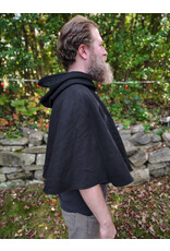 Cloakmakers.com 5855-Washable Black Wool Cloak w/ Black Velvet Hood Lining & Black Pockets