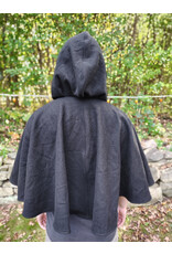 Cloakmakers.com 5855-Washable Black Wool Cloak w/ Black Velvet Hood Lining & Black Pockets