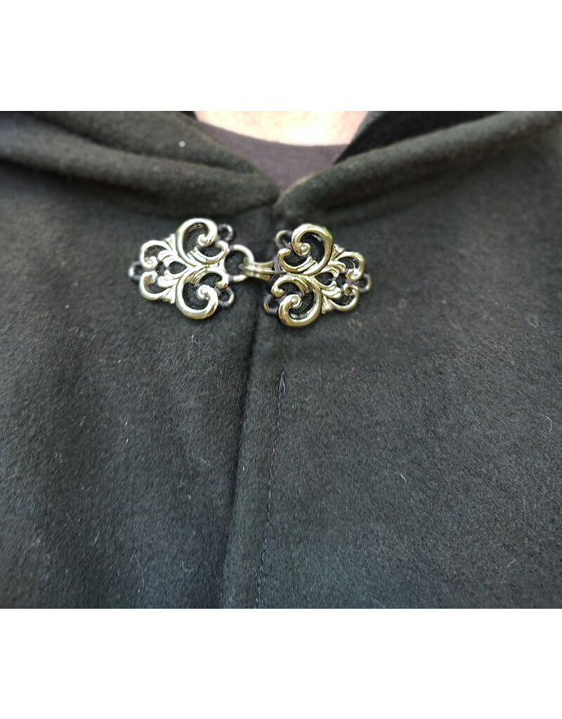 Cloakmakers.com 5855-Washable Black Wool Cloak w/ Black Velvet Hood Lining & Black Pockets