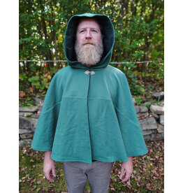 Cloakmakers.com 5856-Washable Dusty Green Wool Cloak w/ Green Moleskin Hood & Pockets
