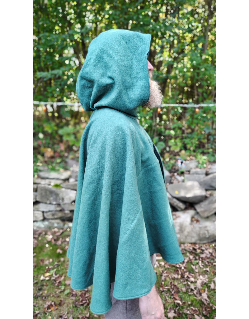 Cloakmakers.com 5856-Washable Dusty Green Wool Cloak w/ Green Moleskin Hood & Pockets