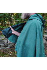 Cloakmakers.com 5856-Washable Dusty Green Wool Cloak w/ Green Moleskin Hood & Pockets