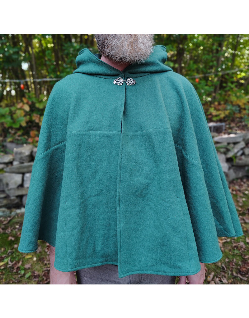 Cloakmakers.com 5856-Washable Dusty Green Wool Cloak w/ Green Moleskin Hood & Pockets