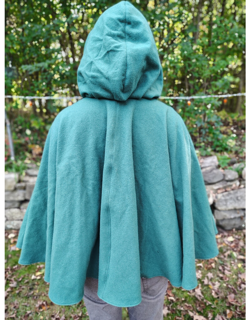 Cloakmakers.com 5856-Washable Dusty Green Wool Cloak w/ Green Moleskin Hood & Pockets