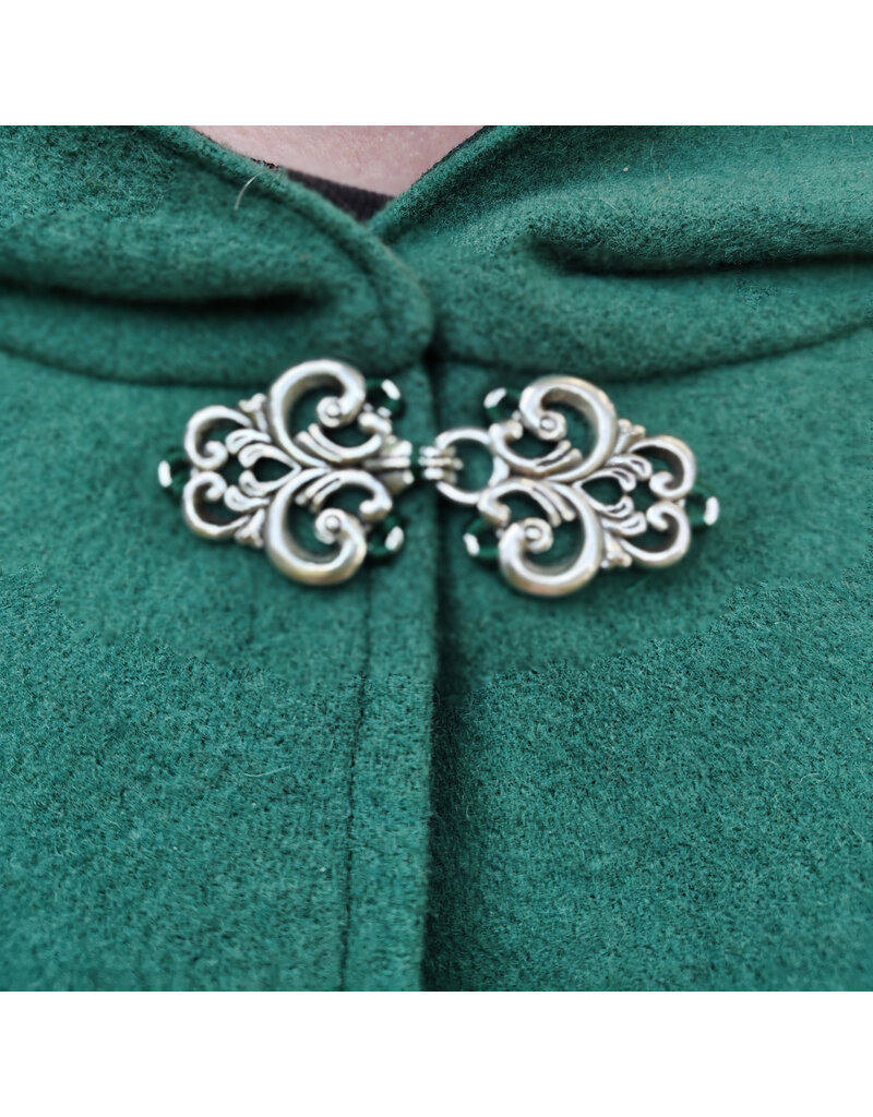 Cloakmakers.com 5856-Washable Dusty Green Wool Cloak w/ Green Moleskin Hood & Pockets