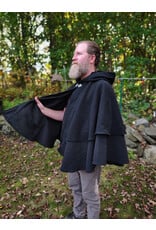 Cloakmakers.com 5857-Washable Black Wool Cloak w/ Black Mantle, Hood Lining, & Pockets