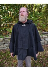 Cloakmakers.com 5857-Washable Black Wool Cloak w/ Black Mantle, Hood Lining, & Pockets