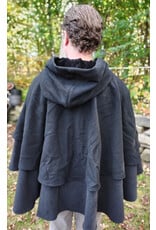 Cloakmakers.com 5857-Washable Black Wool Cloak w/ Black Mantle, Hood Lining, & Pockets