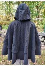 Cloakmakers.com 5857-Washable Black Wool Cloak w/ Black Mantle, Hood Lining, & Pockets