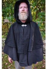 Cloakmakers.com 5857-Washable Black Wool Cloak w/ Black Mantle, Hood Lining, & Pockets