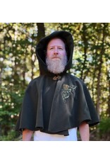 Cloakmakers.com 5858-Washable Hunter Green Fleece Cloak w/ Elvish Ivy Embroidery