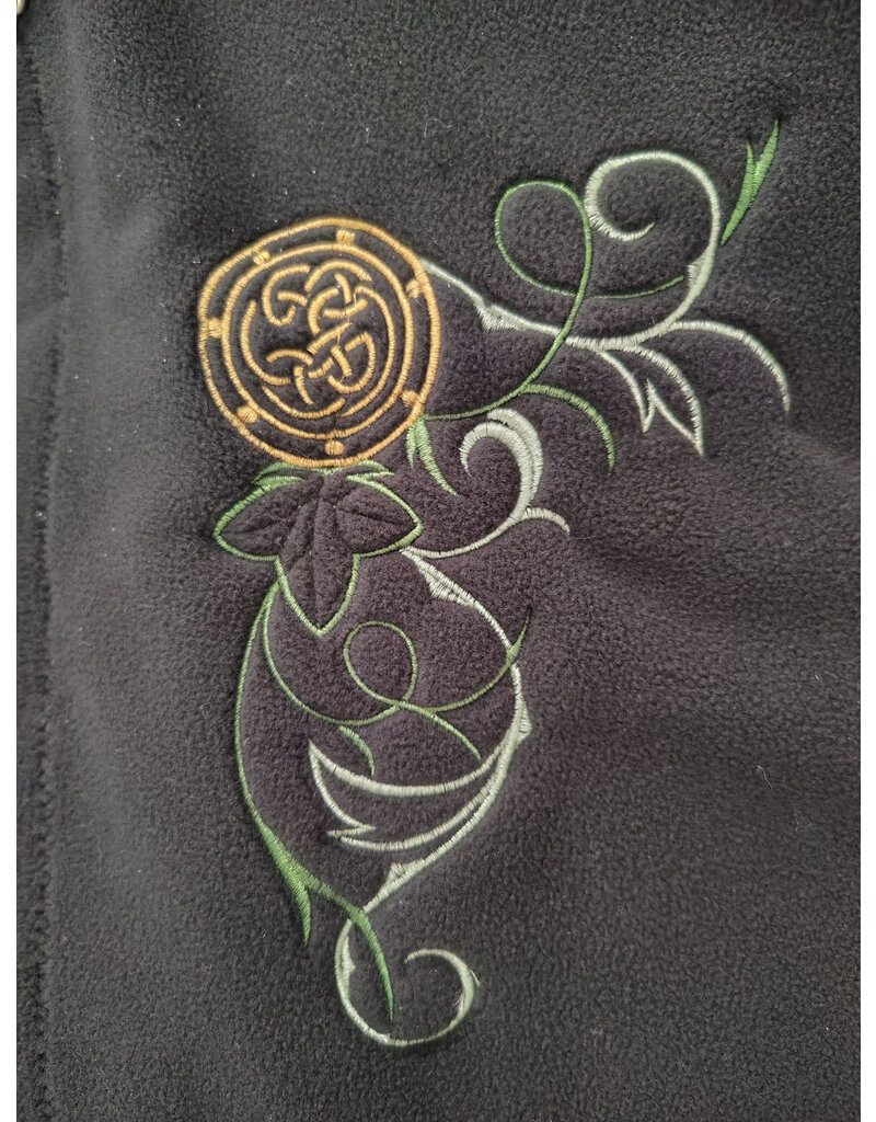 Cloakmakers.com 5858-Washable Hunter Green Fleece Cloak w/ Elvish Ivy Embroidery