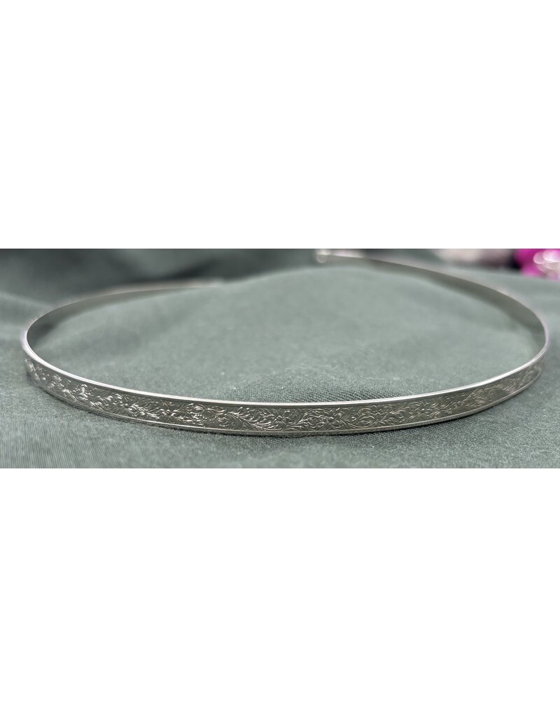 Cloakmakers.com Bordered Floral Vine Band Unisex Circlet - Silvertone Plated