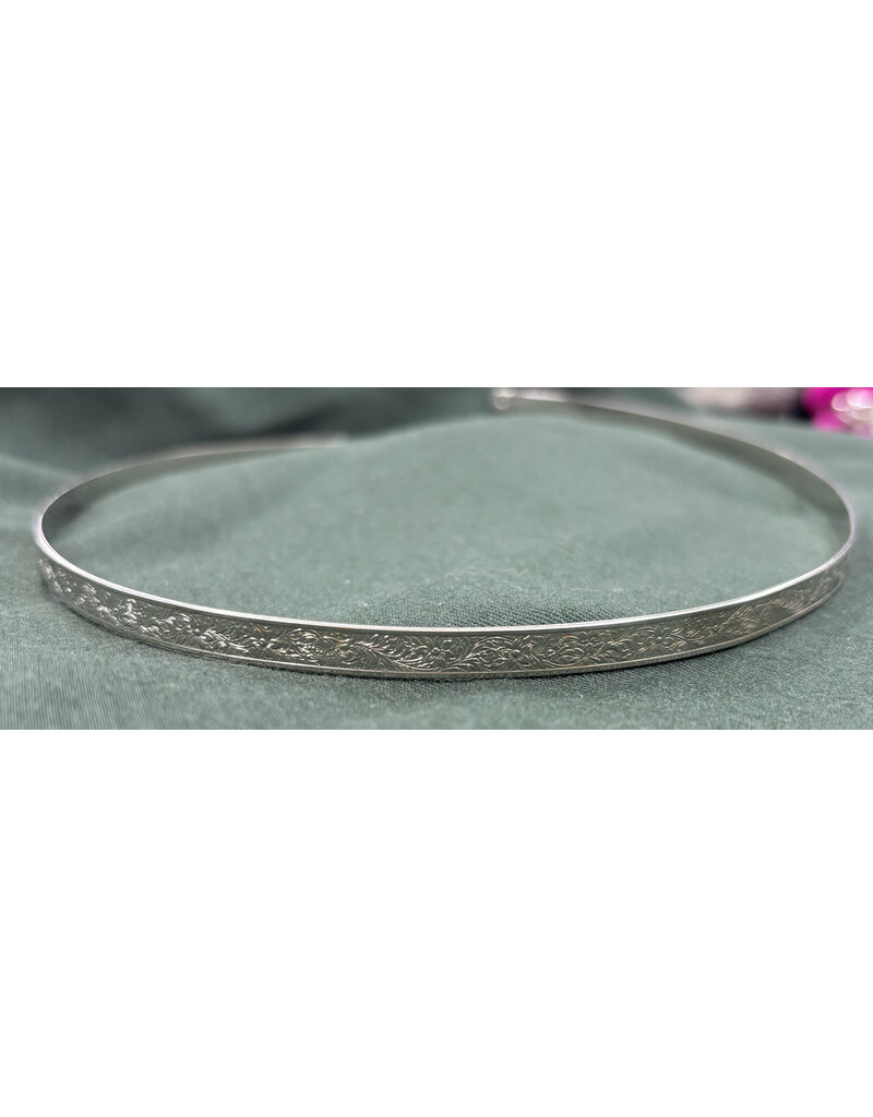 Cloakmakers.com Bordered Floral Vine Band Unisex Circlet - Silvertone Plated