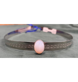 Cloakmakers.com White Moonstone Stone on Silver Tone Spiral Center Band