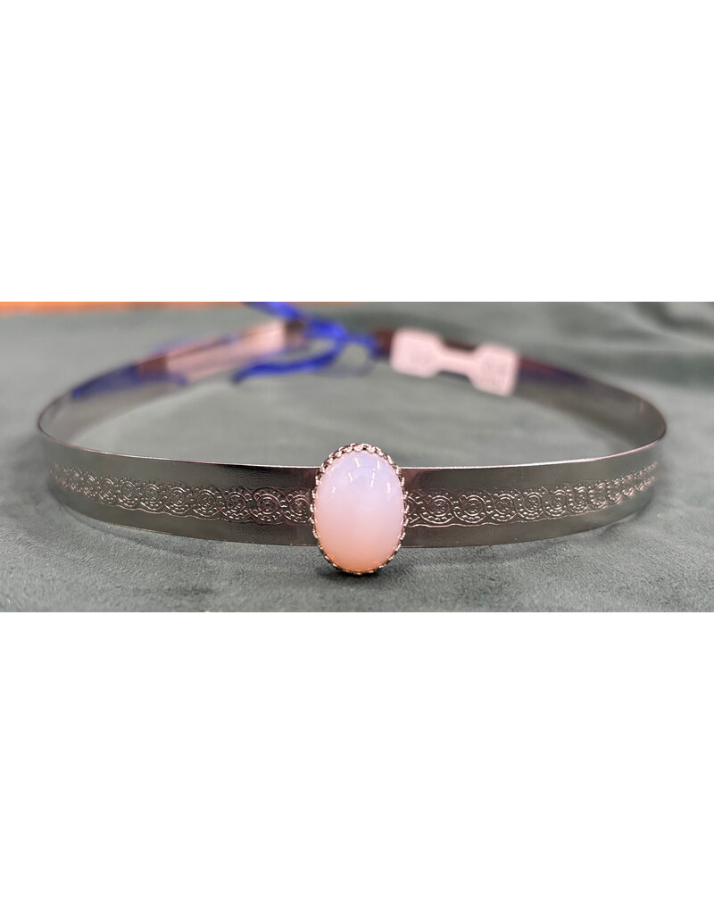Cloakmakers.com White Moonstone Stone on Silver Tone Spiral Center Band