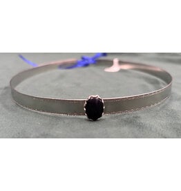 Cloakmakers.com Black Stone on Silvertone Bordered Burnished Band