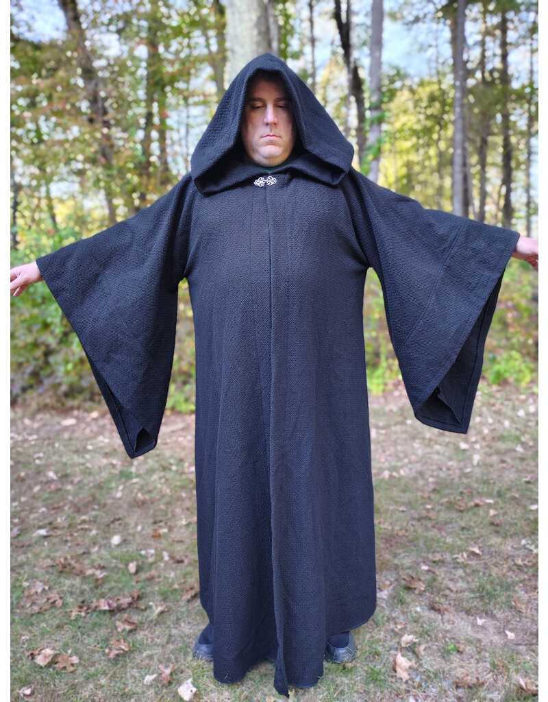 Cloakmakers.com R564-Washable Black Wool Darth Sidious - Palpatine Robe w/ Drop Sleeves