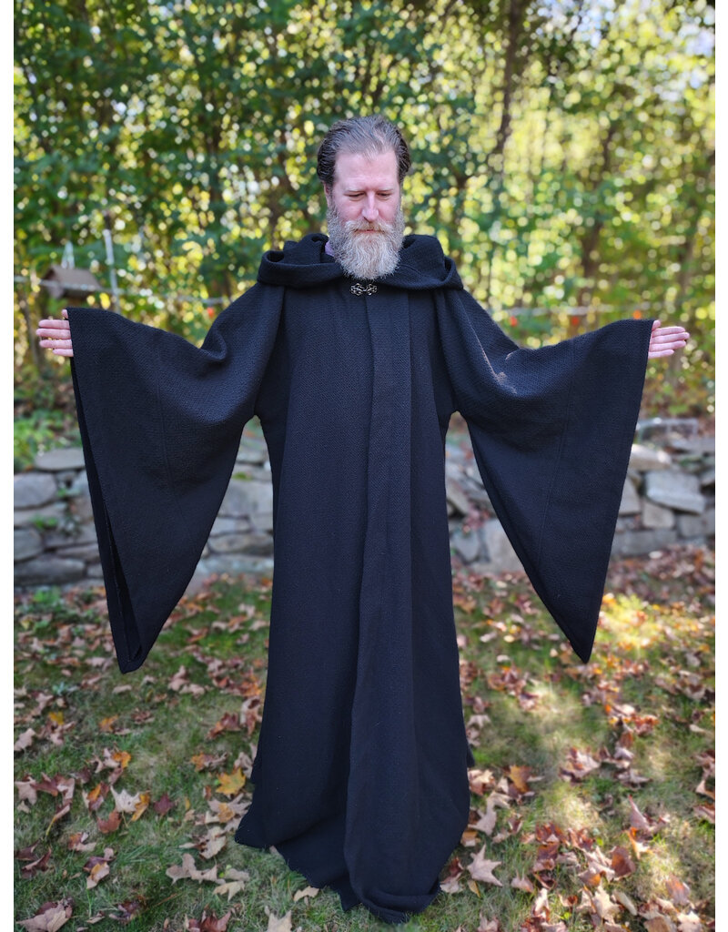 Cloakmakers.com R564-Washable Black Wool Darth Sidious - Palpatine Robe w/ Drop Sleeves