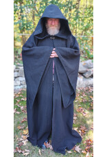 Cloakmakers.com R564-Washable Black Wool Darth Sidious - Palpatine Robe w/ Drop Sleeves