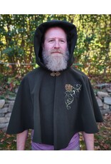 Cloakmakers.com 5858-Washable Hunter Green Fleece Cloak w/ Elvish Ivy Embroidery