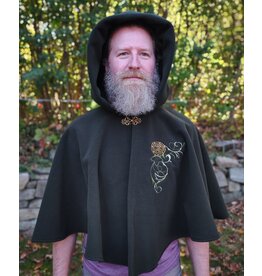 Cloakmakers.com 5858-Washable Hunter Green Fleece Cloak w/ Elvish Ivy Embroidery
