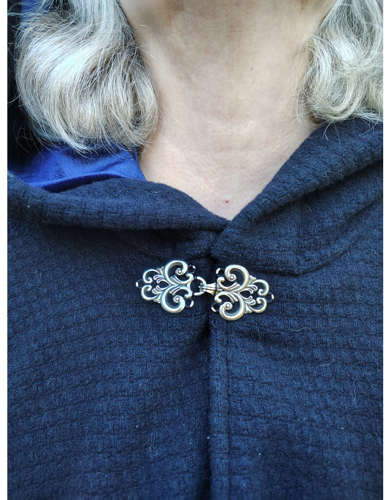 Cloakmakers.com 5859-Washable Midnight Blue Wool Cloak w/ Blue Hood Lining & Pockets