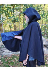 Cloakmakers.com 5859-Washable Midnight Blue Wool Cloak w/ Blue Hood Lining & Pockets