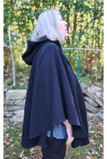 Cloakmakers.com 5859-Washable Midnight Blue Wool Cloak w/ Blue Hood Lining & Pockets